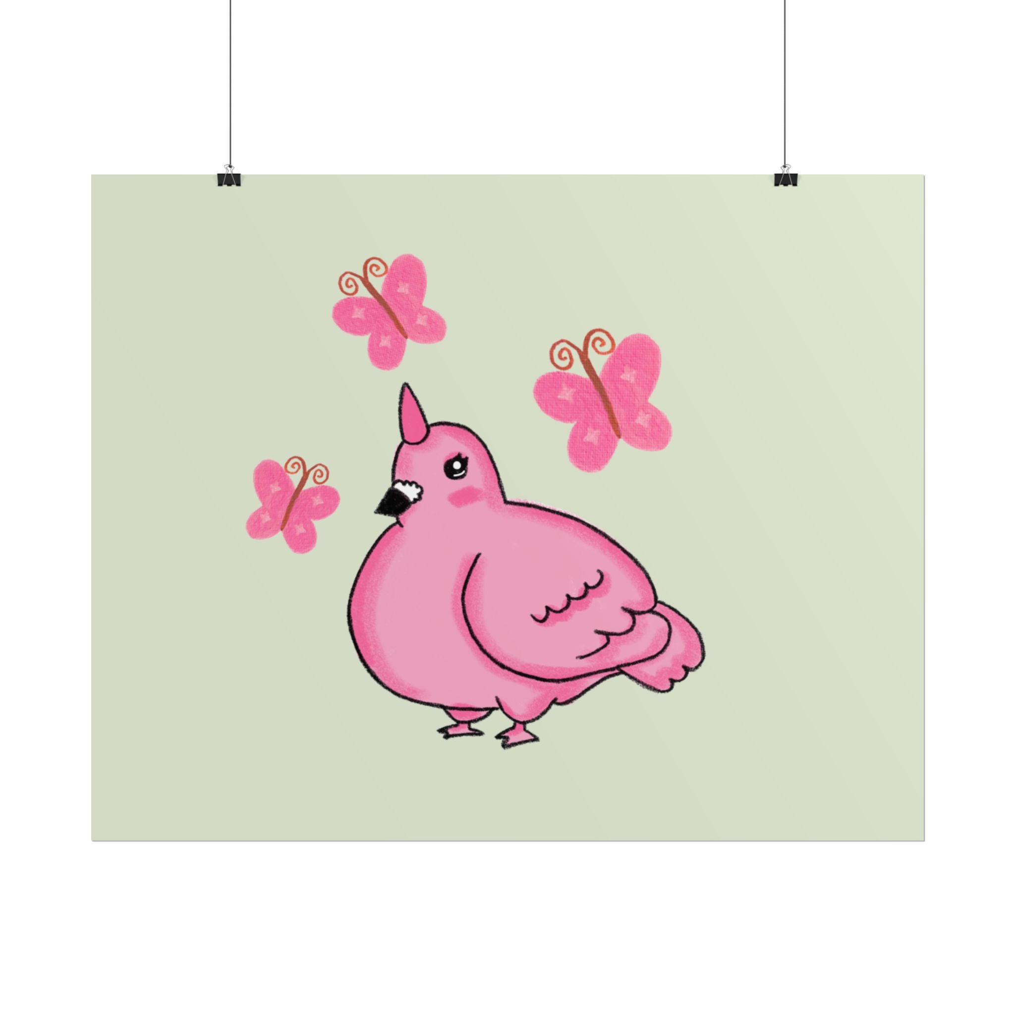 Unicorn Pigeon Butterfly Rolled Poster