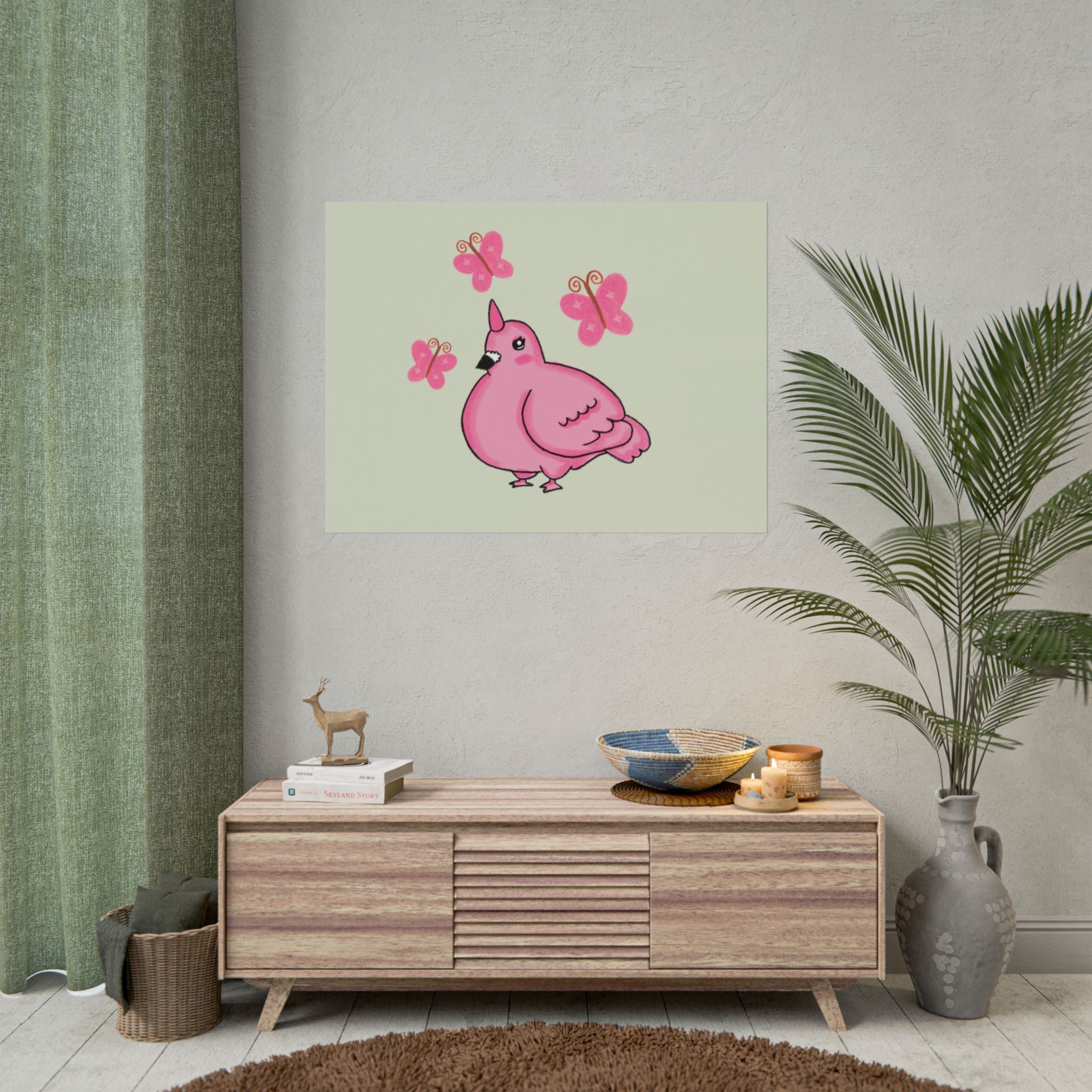 Unicorn Pigeon Butterfly Rolled Poster