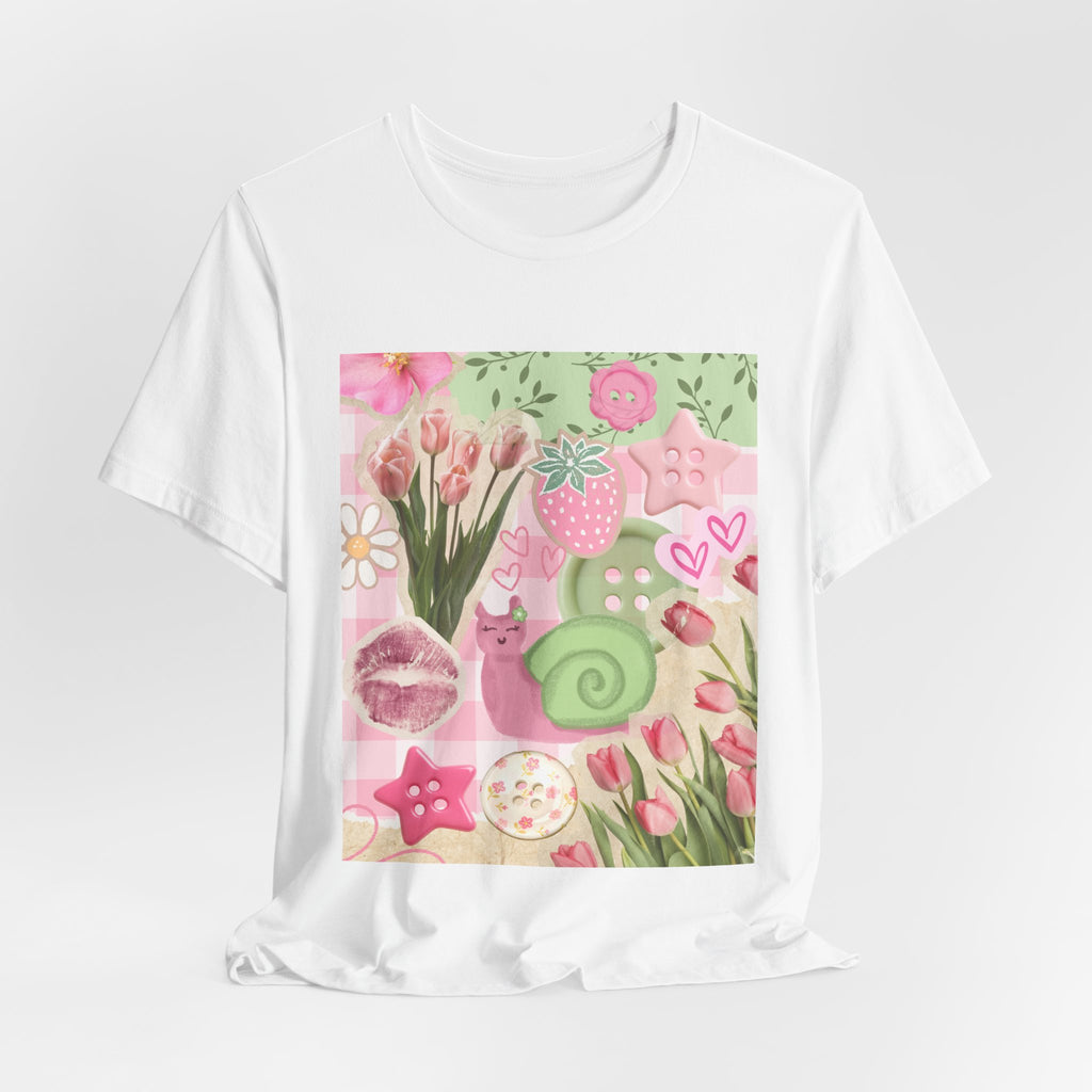 Whimsical Pink Scrapbook Short Sleeve Tee