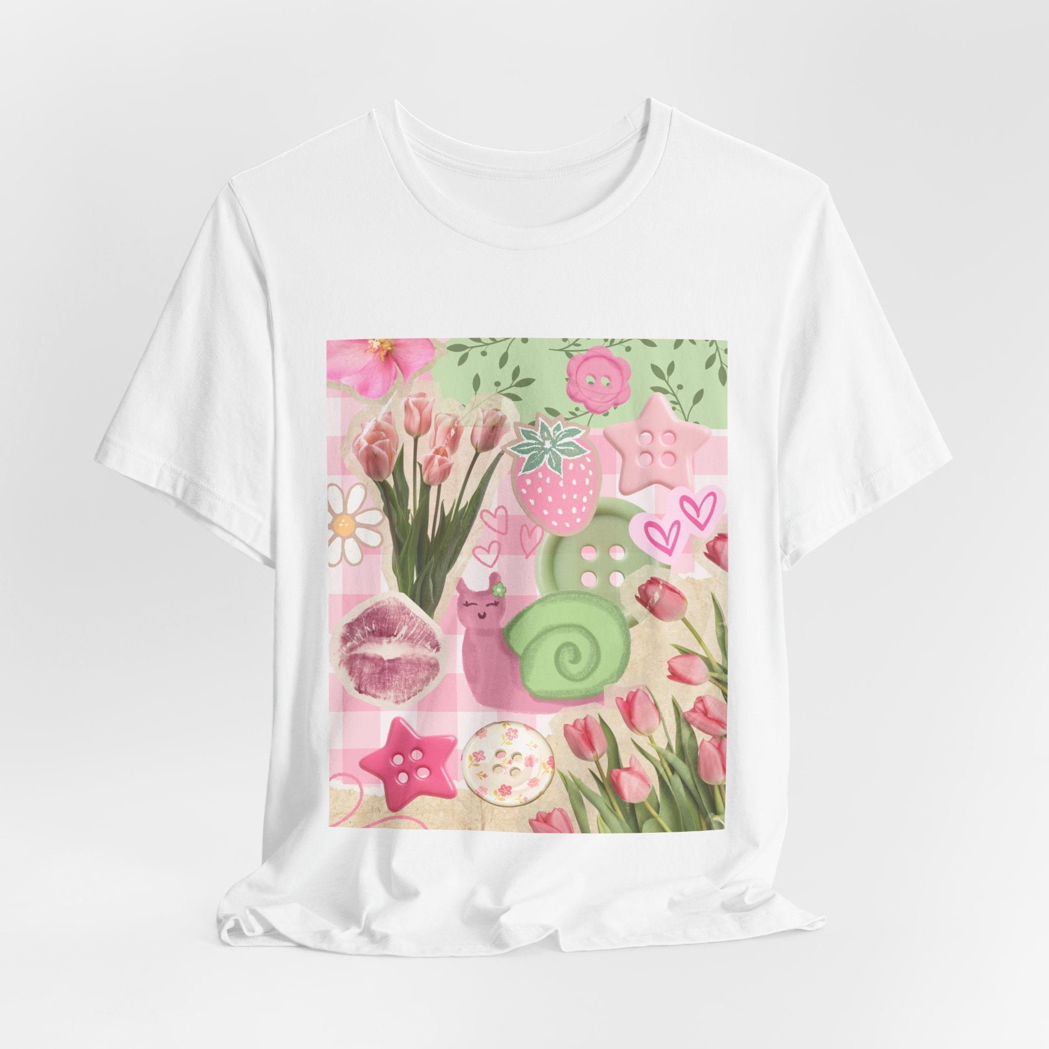 Whimsical Pink Scrapbook Short Sleeve Tee