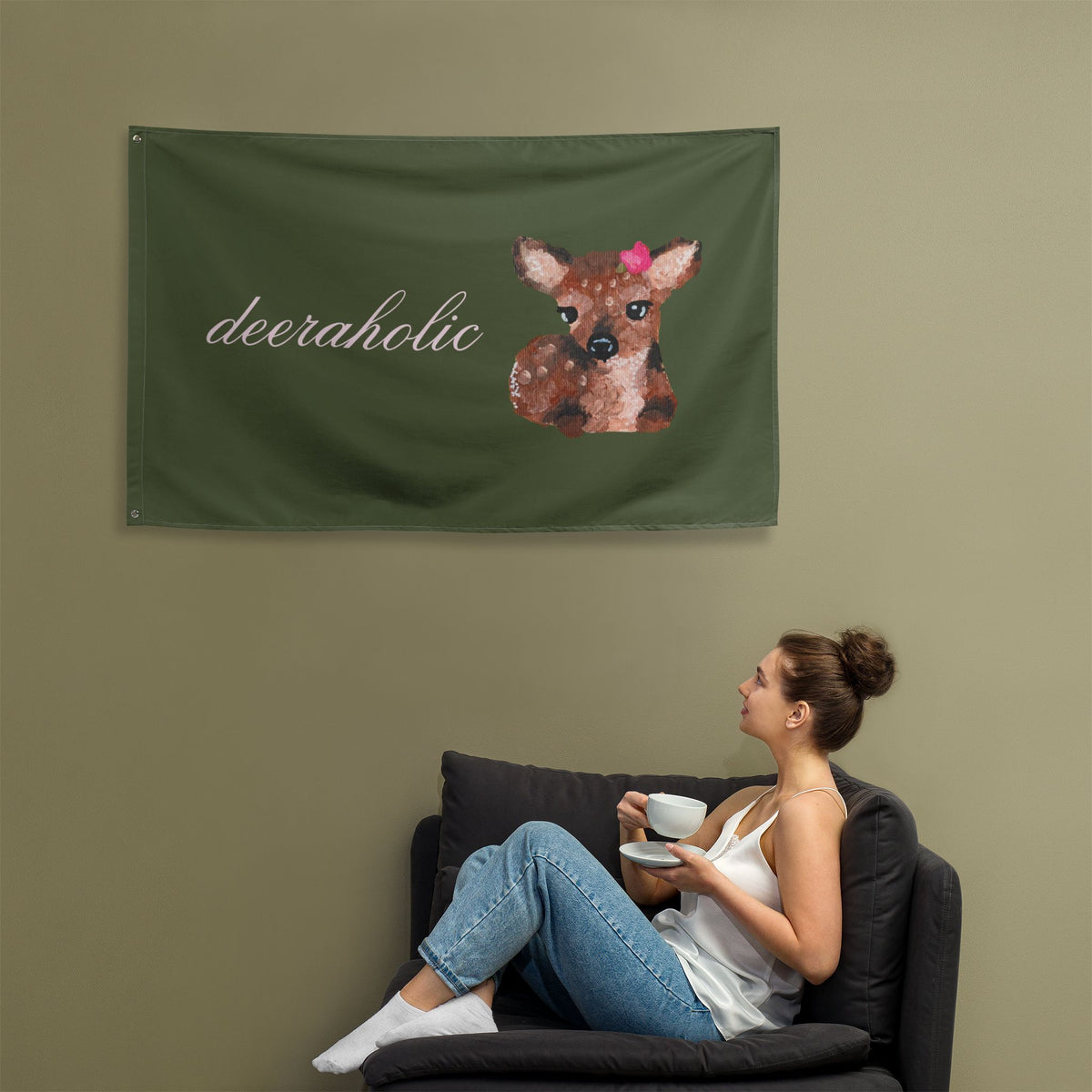 Deeraholic Fawn Flag - All-Over Print Outdoor/Indoor Banner