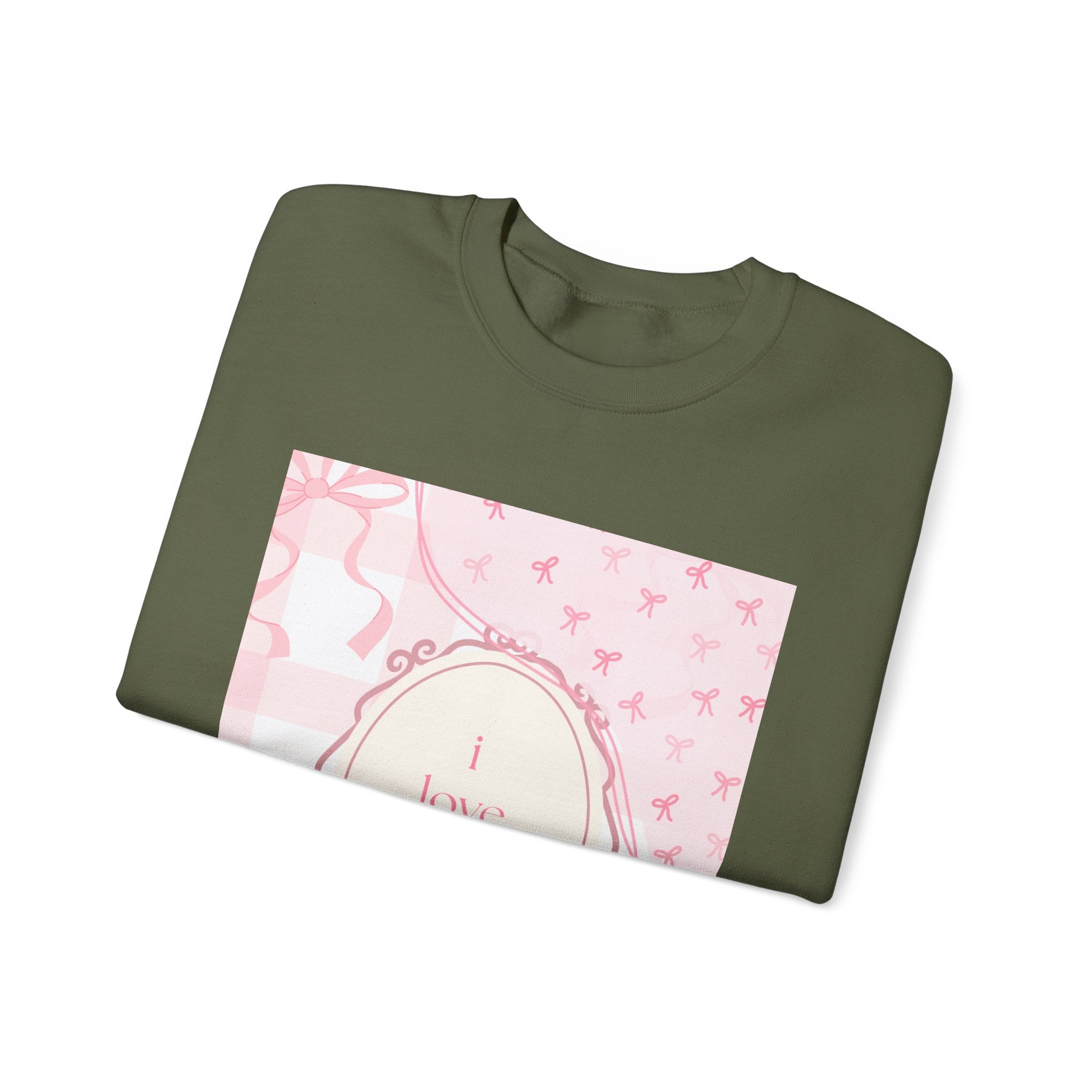 Crewneck Sweatshirt "I Love Pigeons" Pink Plaid Graphic