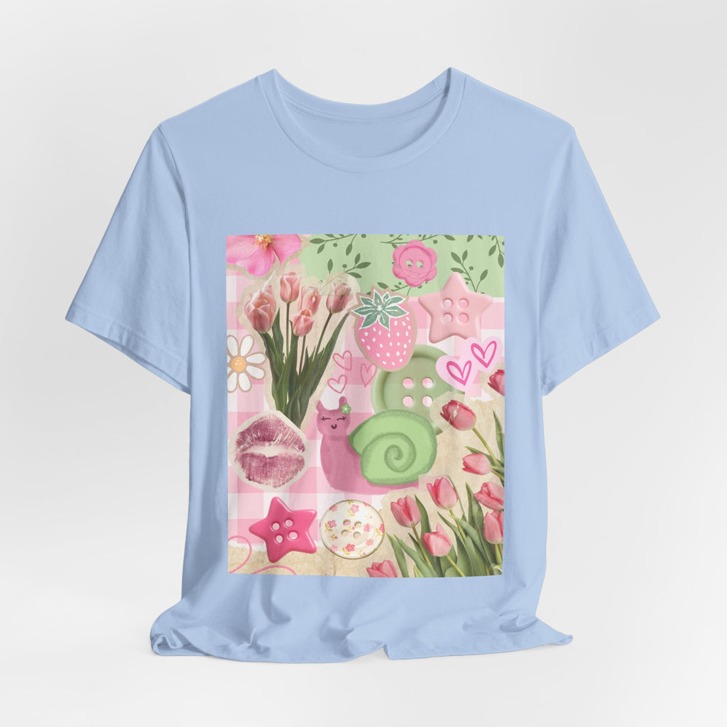 Whimsical Pink Scrapbook Short Sleeve Tee