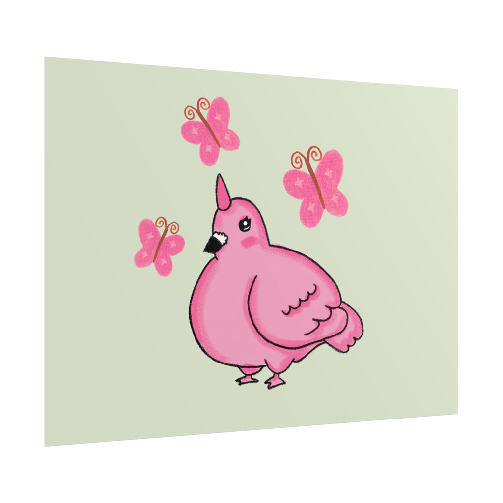 Unicorn Pigeon Butterfly Rolled Poster