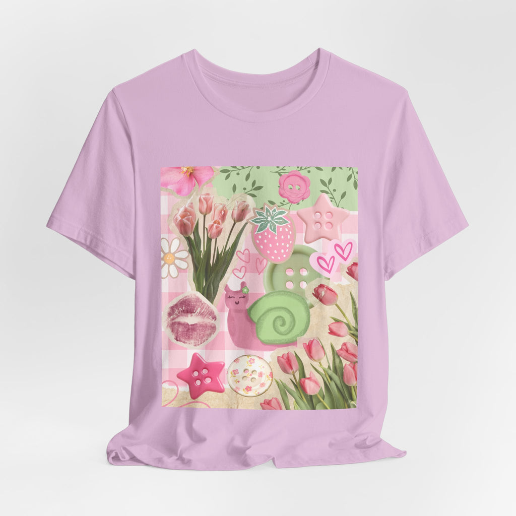 Whimsical Pink Scrapbook Short Sleeve Tee