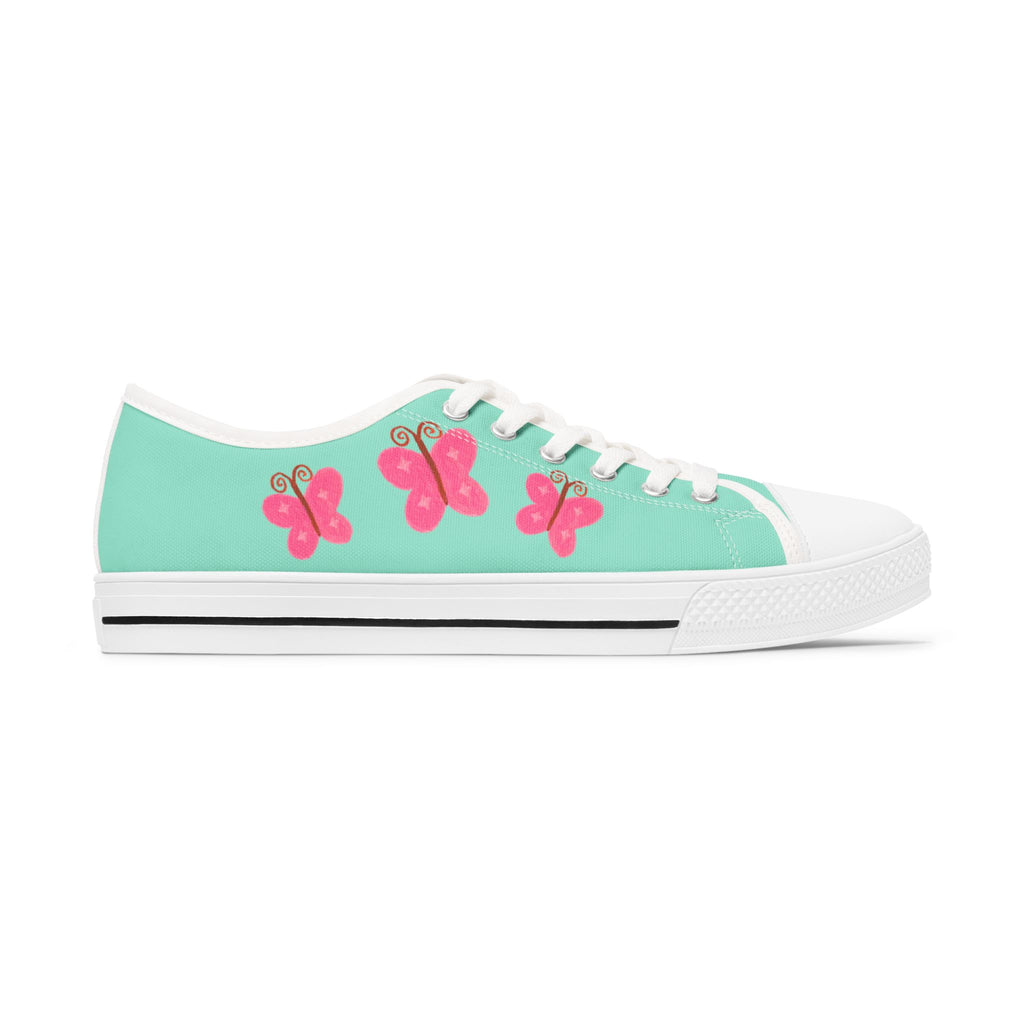 Mint Teal Canvas Shoes with Pink Butterflies