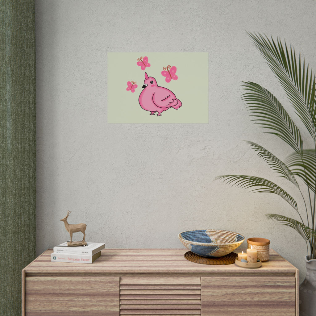 Unicorn Pigeon Butterfly Rolled Poster