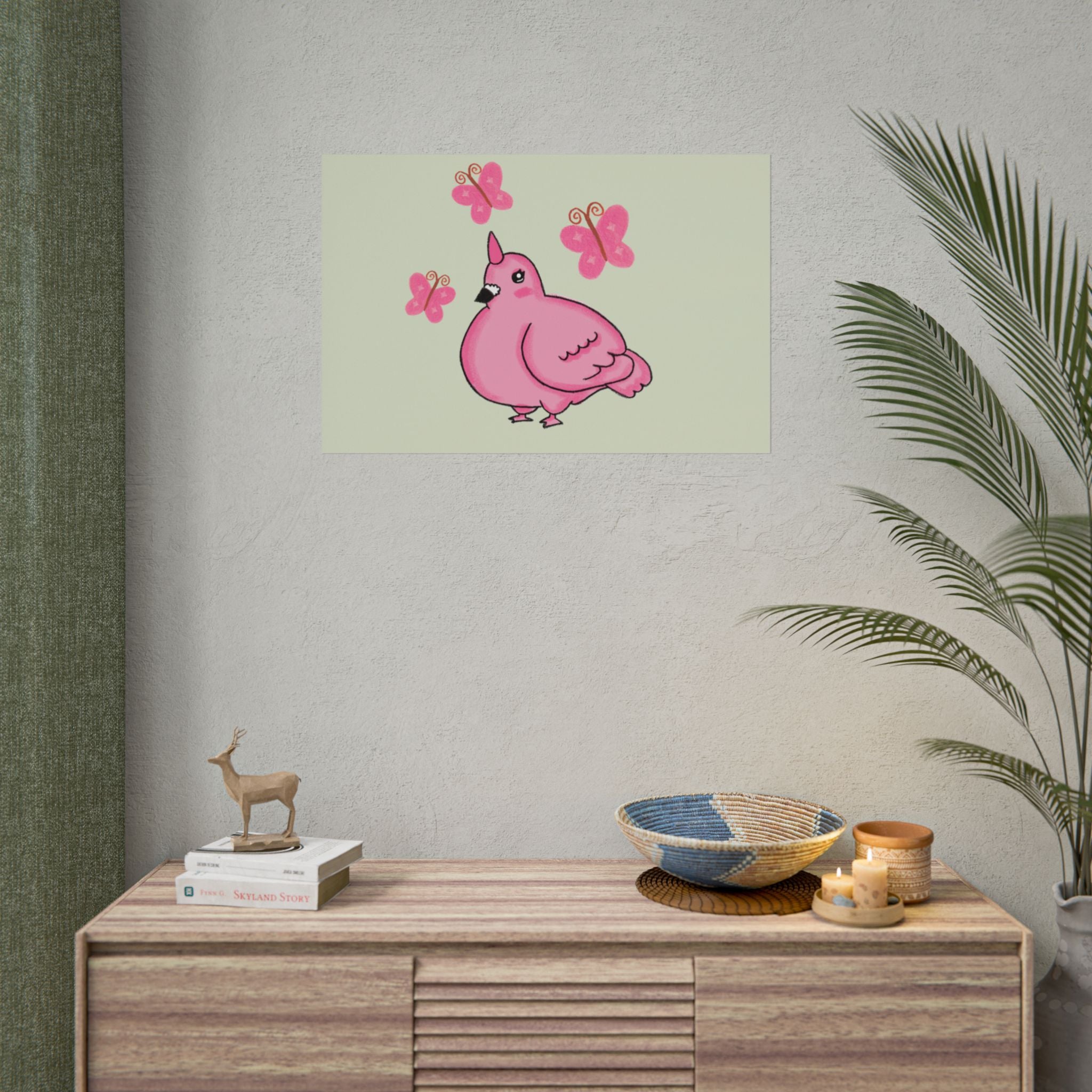 Unicorn Pigeon Butterfly Rolled Poster