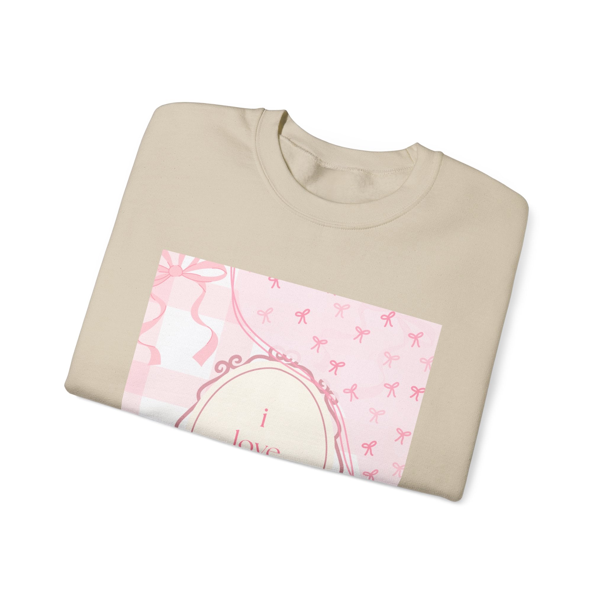 Crewneck Sweatshirt "I Love Pigeons" Pink Plaid Graphic