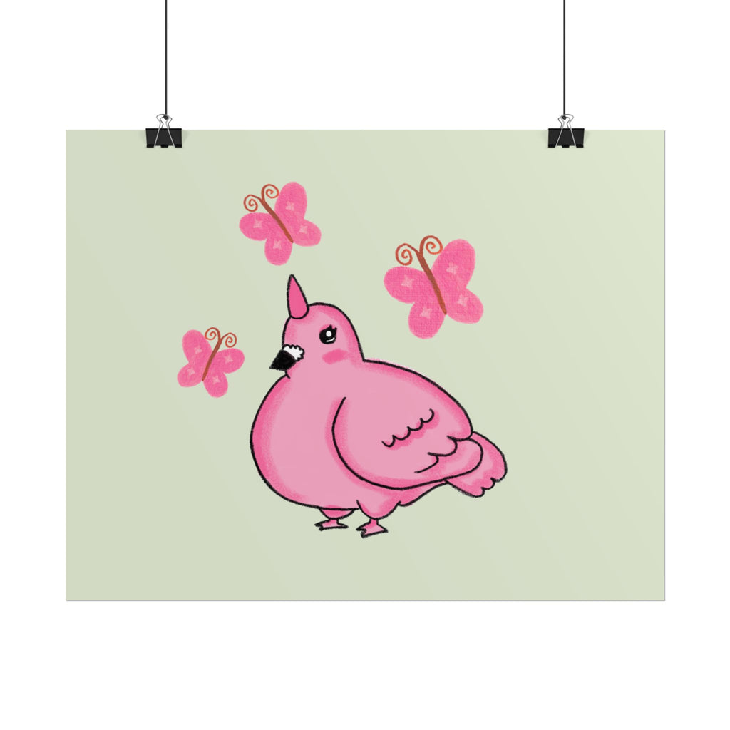 Unicorn Pigeon Butterfly Rolled Poster