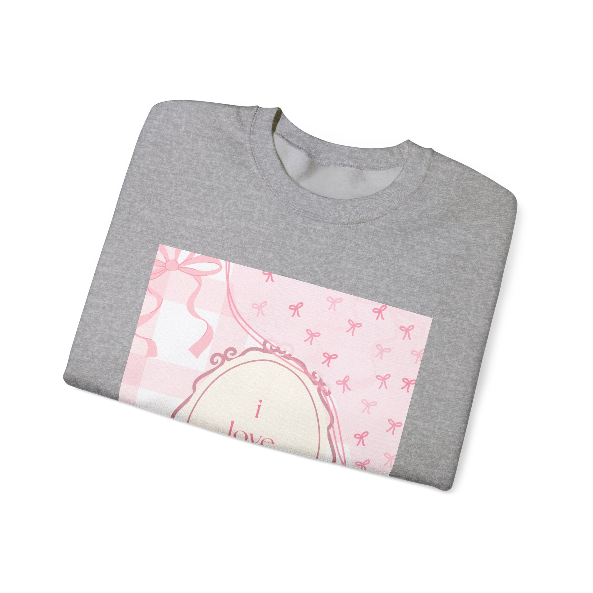 Crewneck Sweatshirt "I Love Pigeons" Pink Plaid Graphic