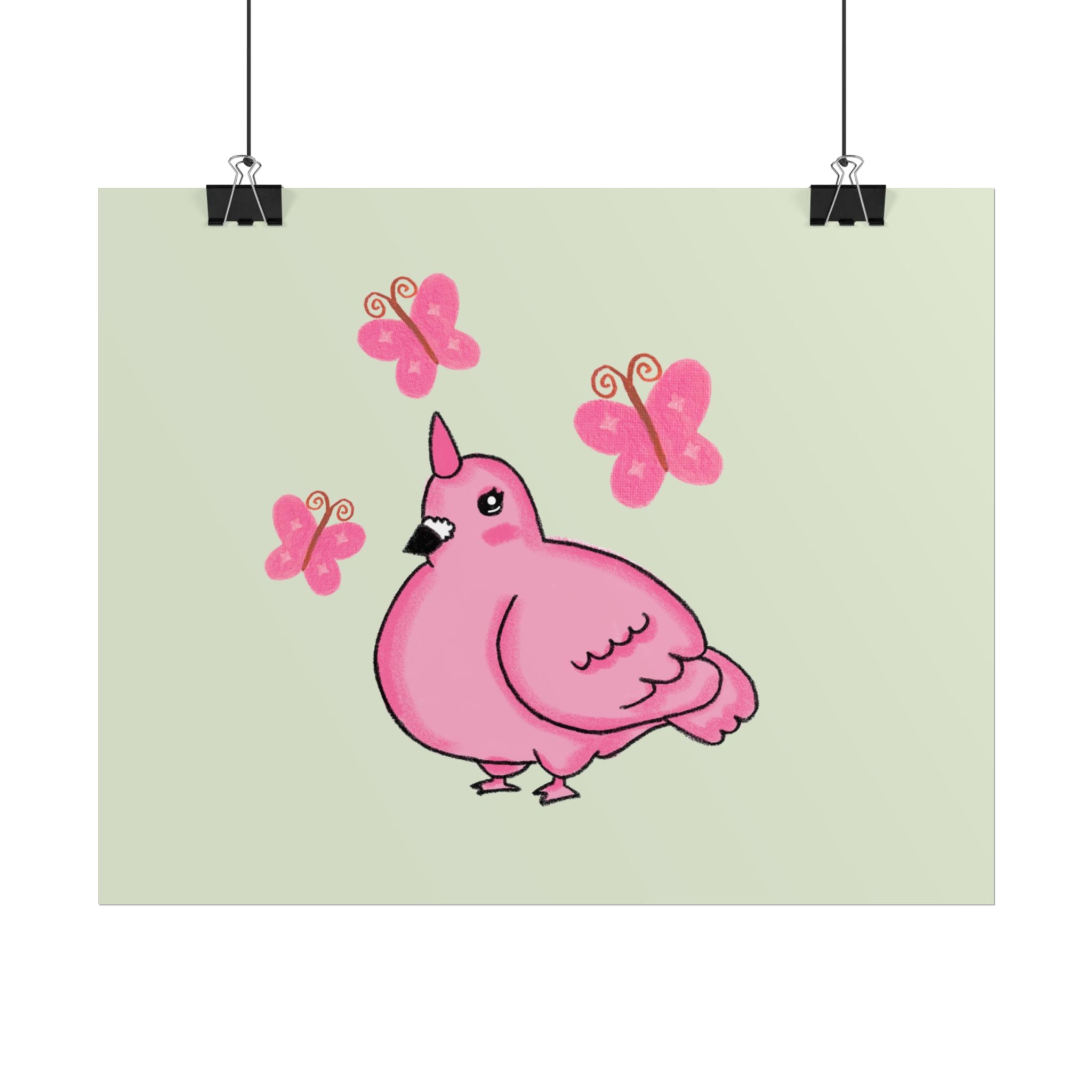 Unicorn Pigeon Butterfly Rolled Poster