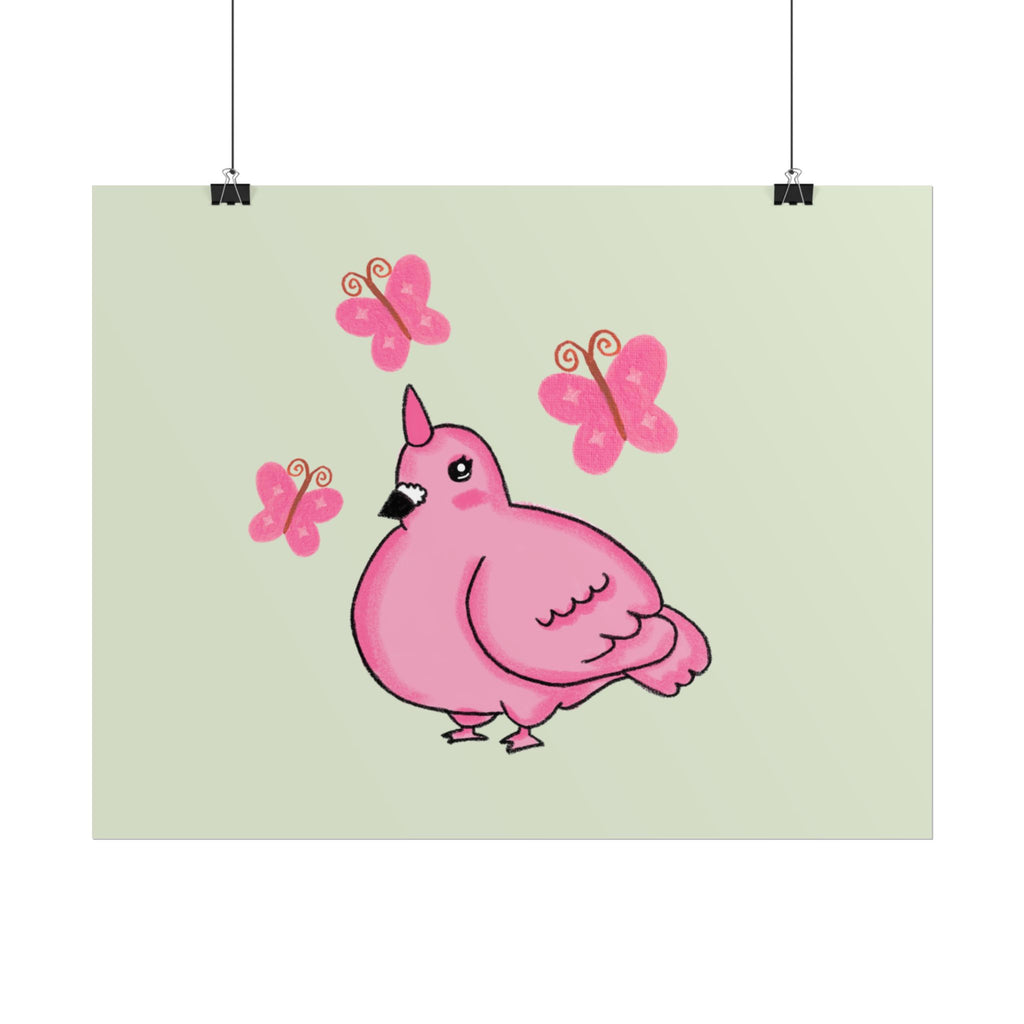 Unicorn Pigeon Butterfly Rolled Poster