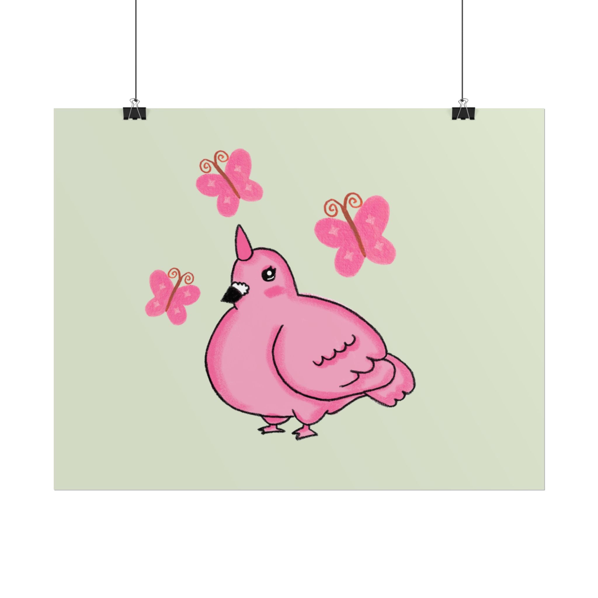 Unicorn Pigeon Butterfly Rolled Poster