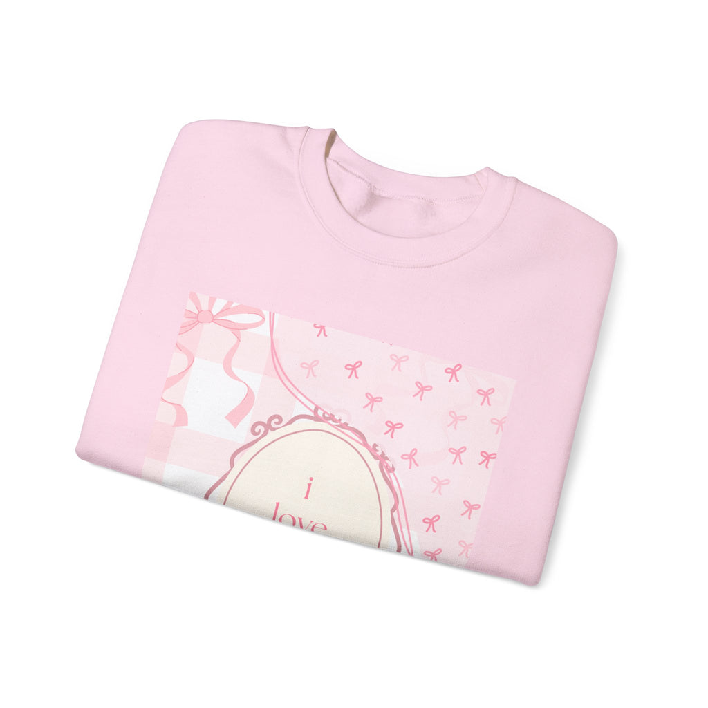 Crewneck Sweatshirt "I Love Pigeons" Pink Plaid Graphic