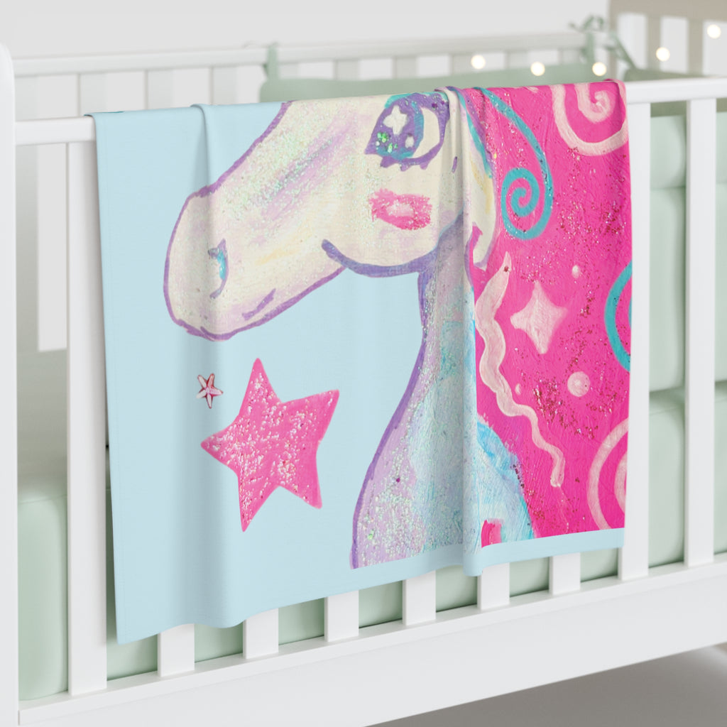 Unicorn Stars Baby Swaddle Blanket - Pink & Aqua Newborn Wrap