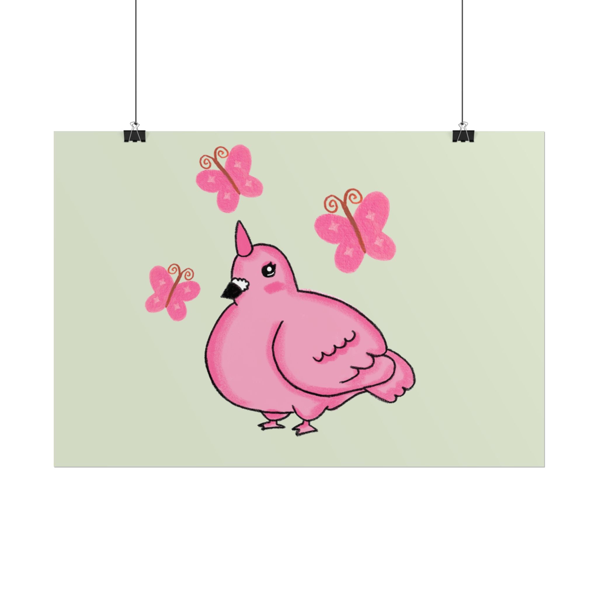 Unicorn Pigeon Butterfly Rolled Poster