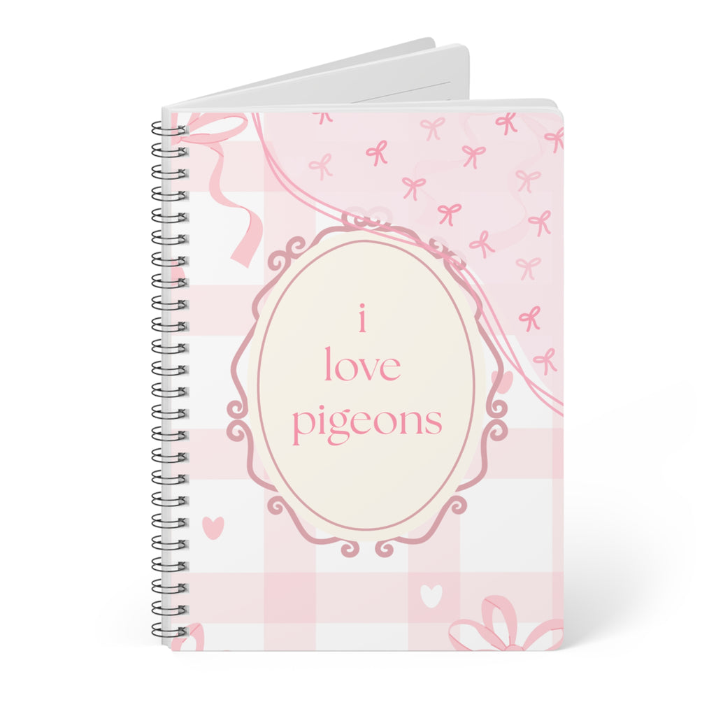 A5 Pink 'I Love Pigeons' Spiral Notebook