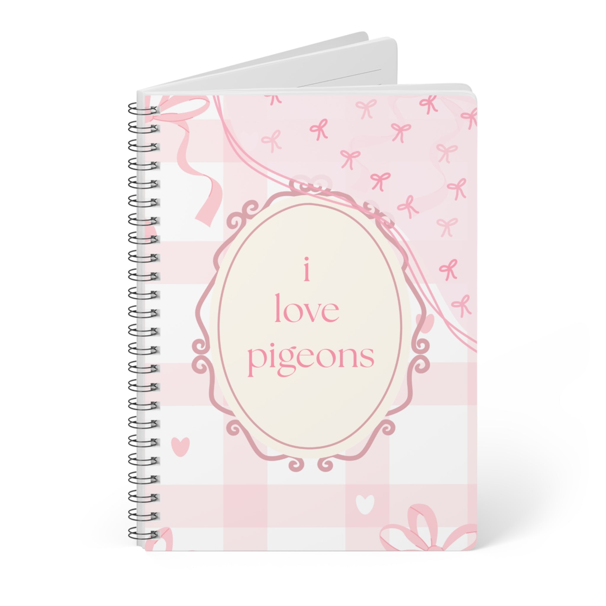 A5 Pink 'I Love Pigeons' Spiral Notebook