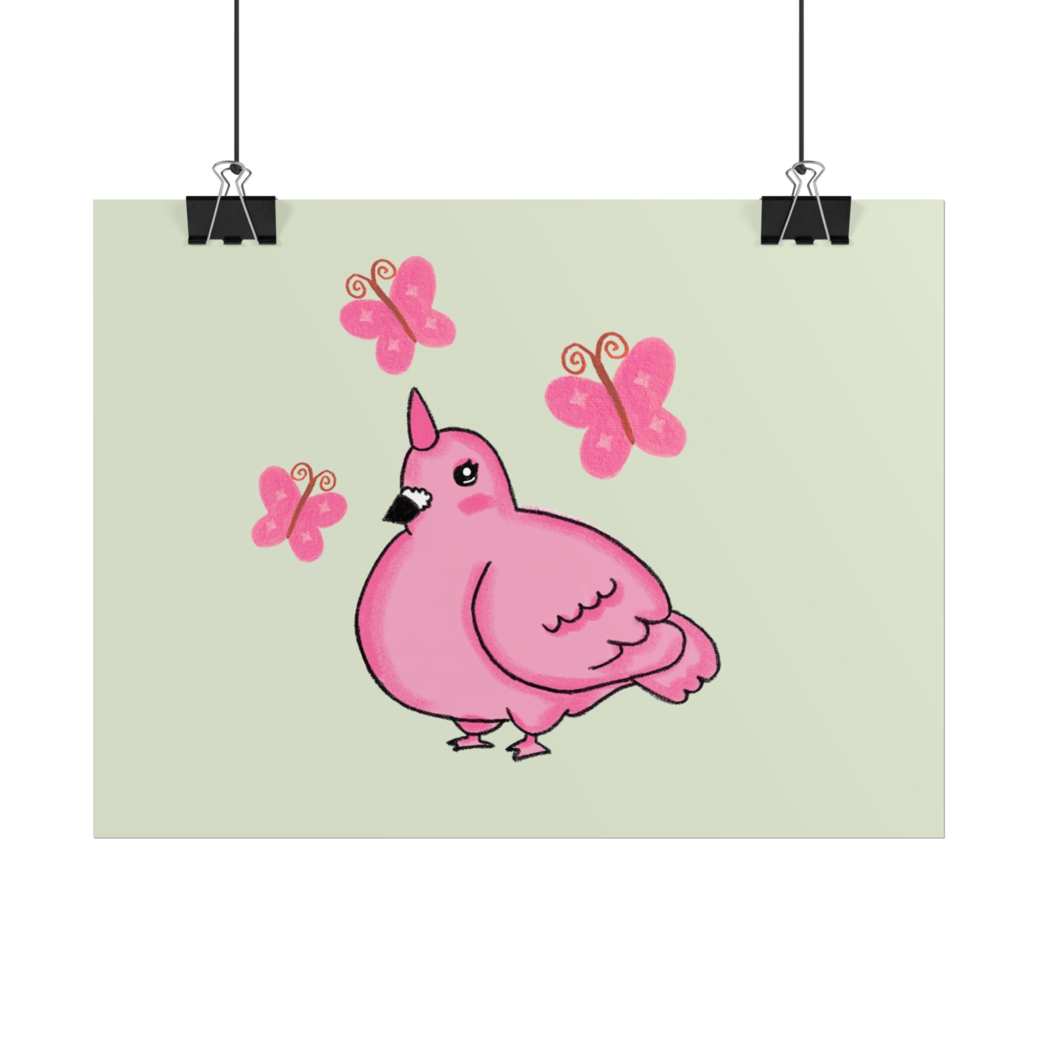 Unicorn Pigeon Butterfly Rolled Poster