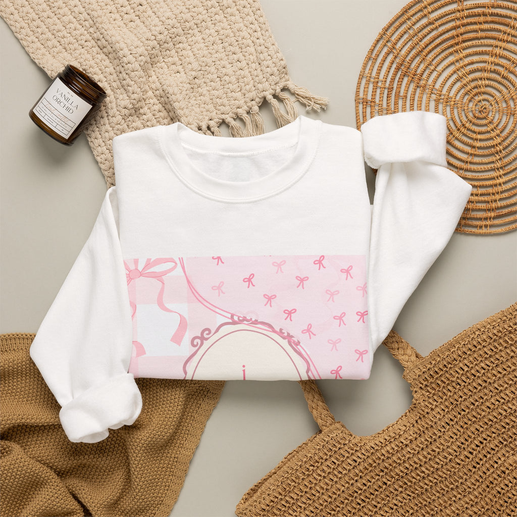 Crewneck Sweatshirt "I Love Pigeons" Pink Plaid Graphic