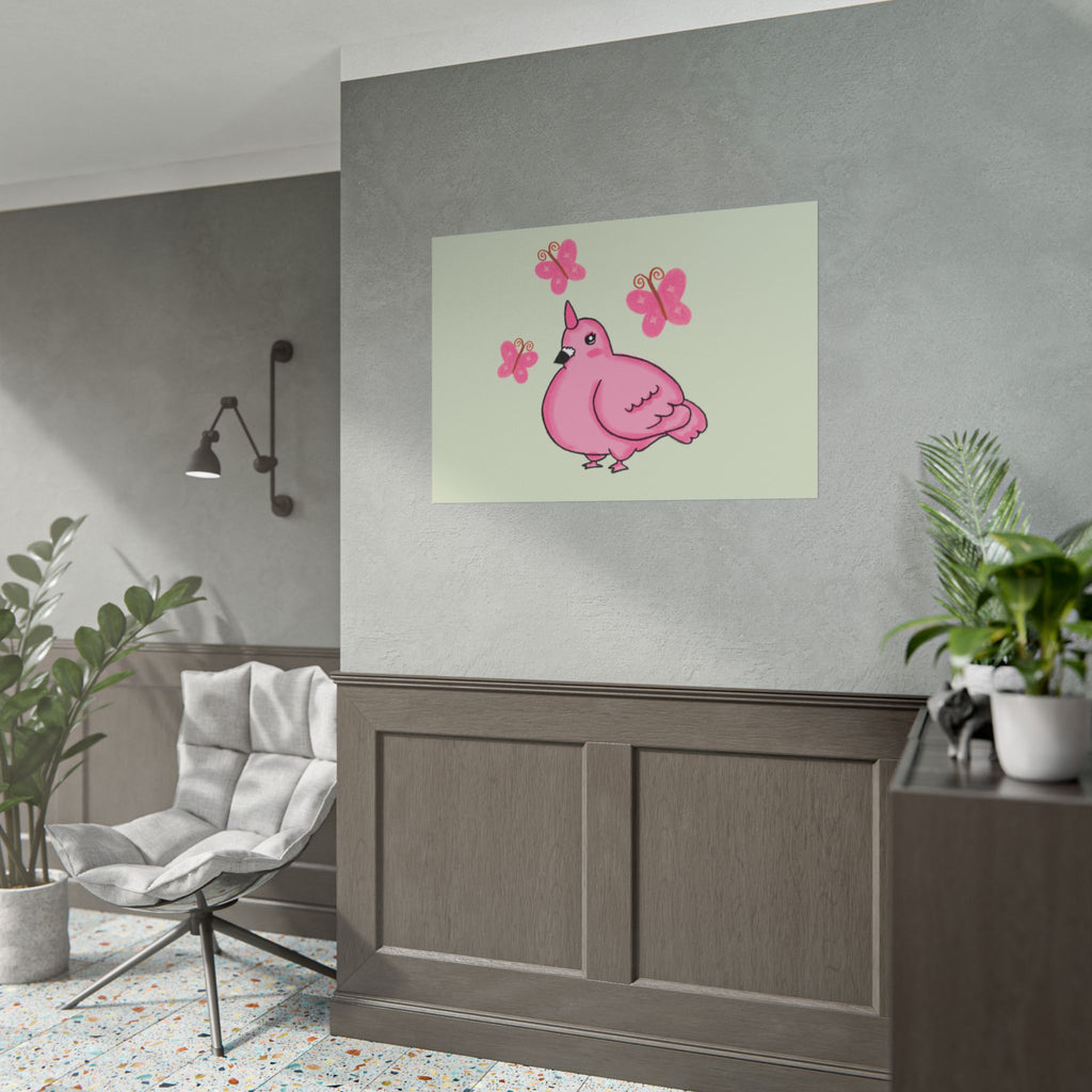 Unicorn Pigeon Butterfly Rolled Poster