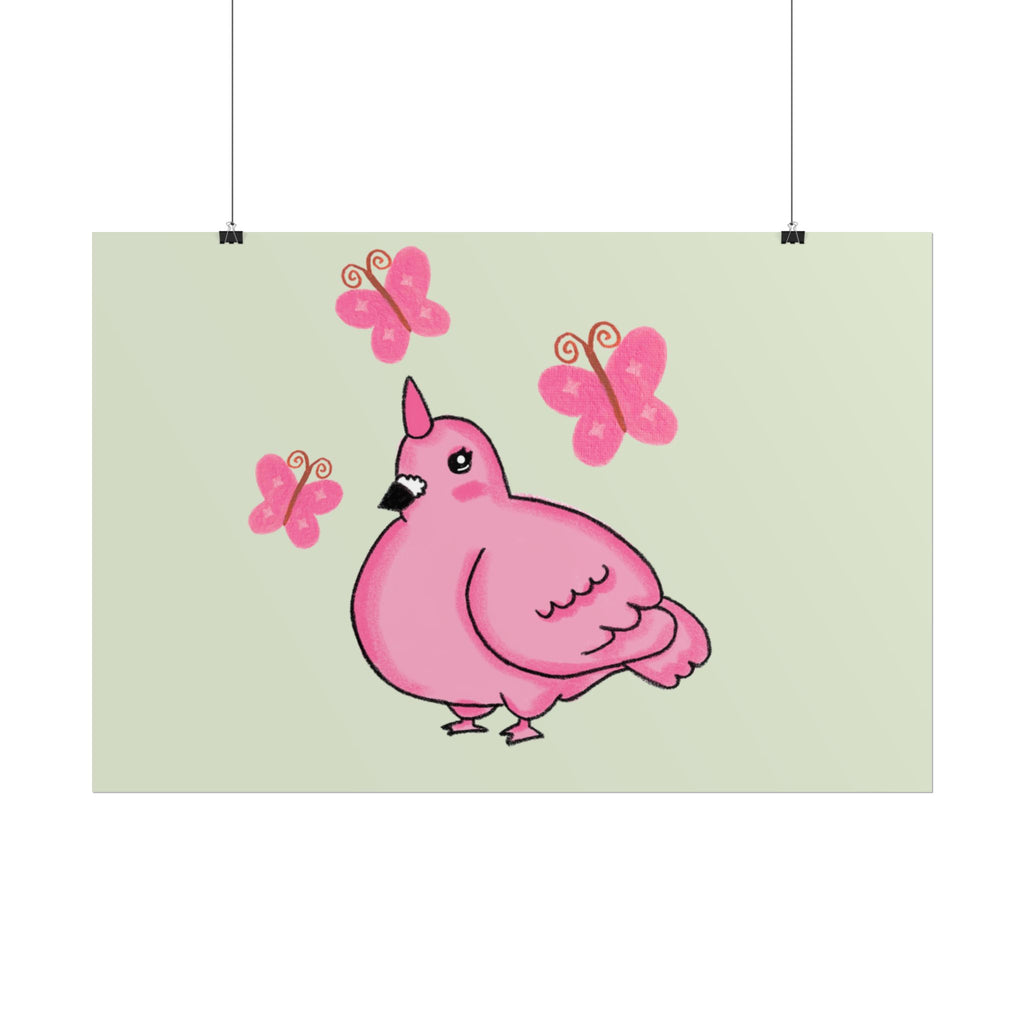 Unicorn Pigeon Butterfly Rolled Poster
