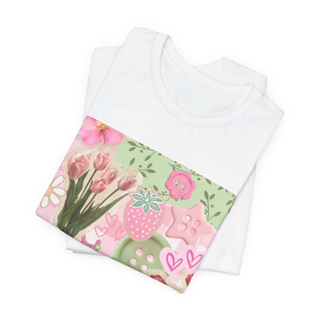Whimsical Pink Scrapbook Short Sleeve Tee