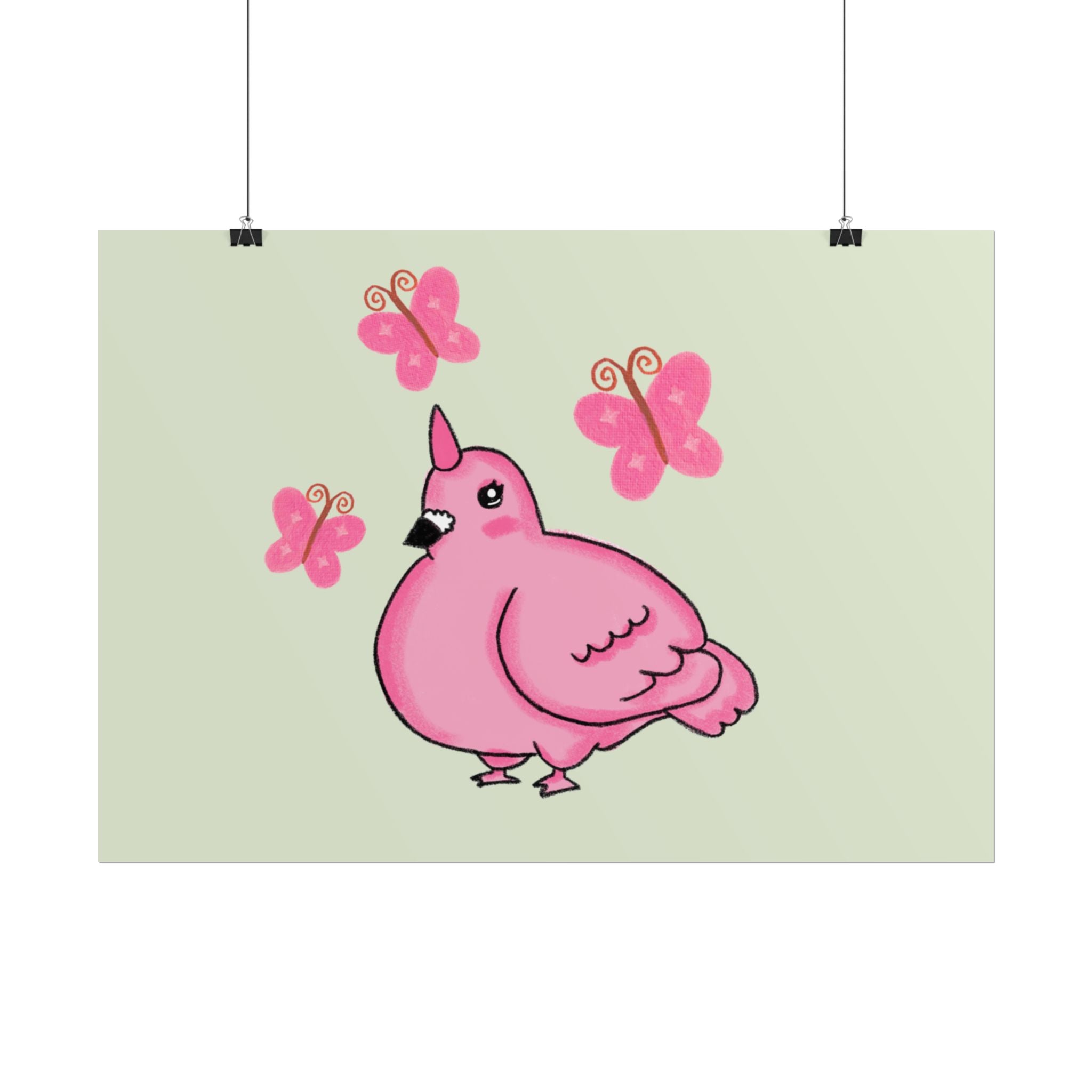 Unicorn Pigeon Butterfly Rolled Poster