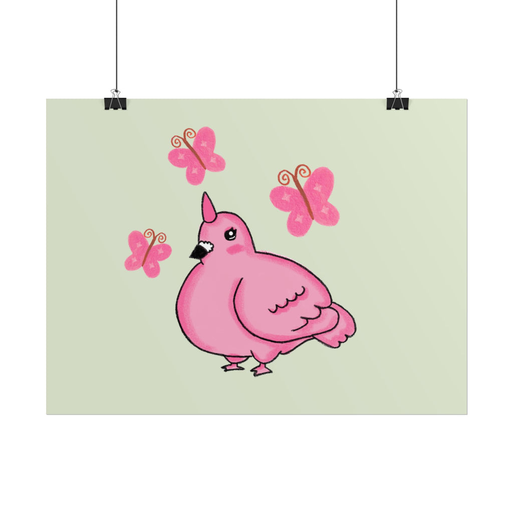 Unicorn Pigeon Butterfly Rolled Poster