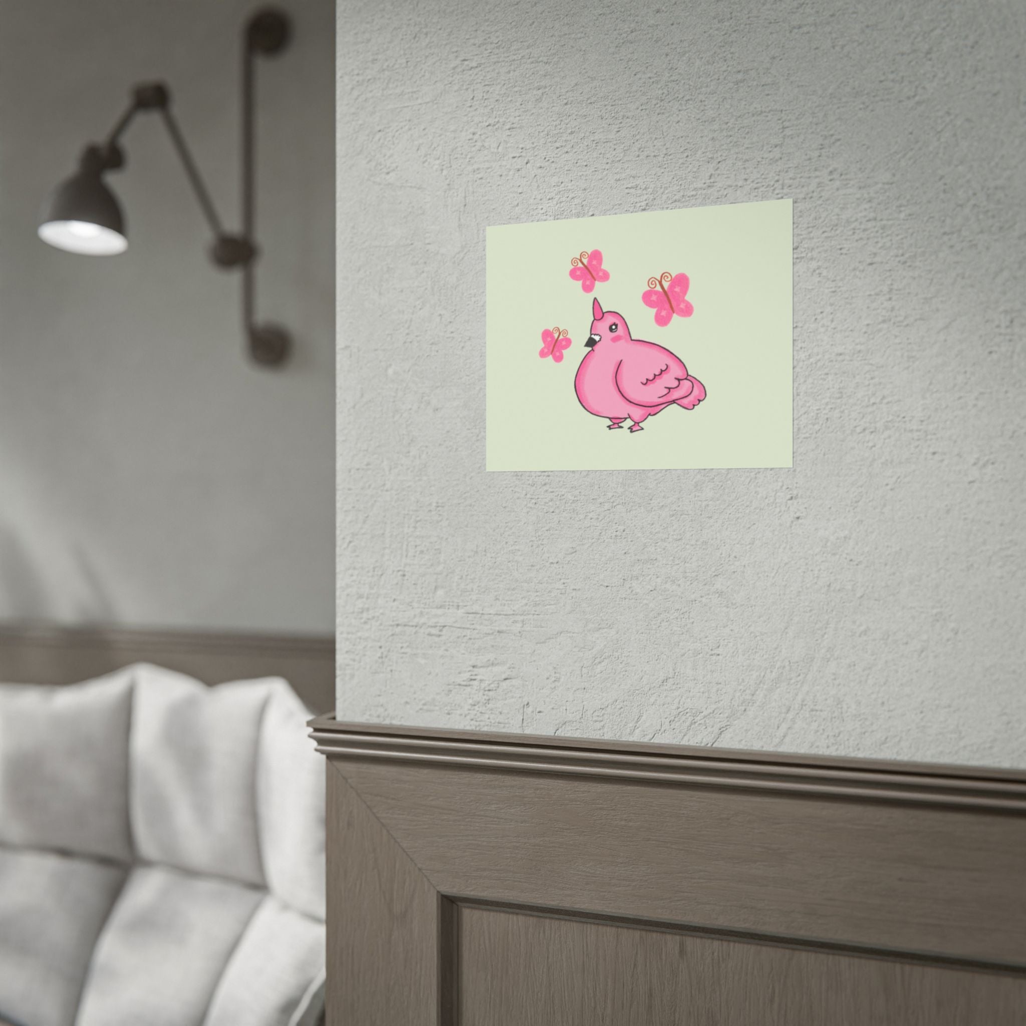 Unicorn Pigeon Butterfly Rolled Poster