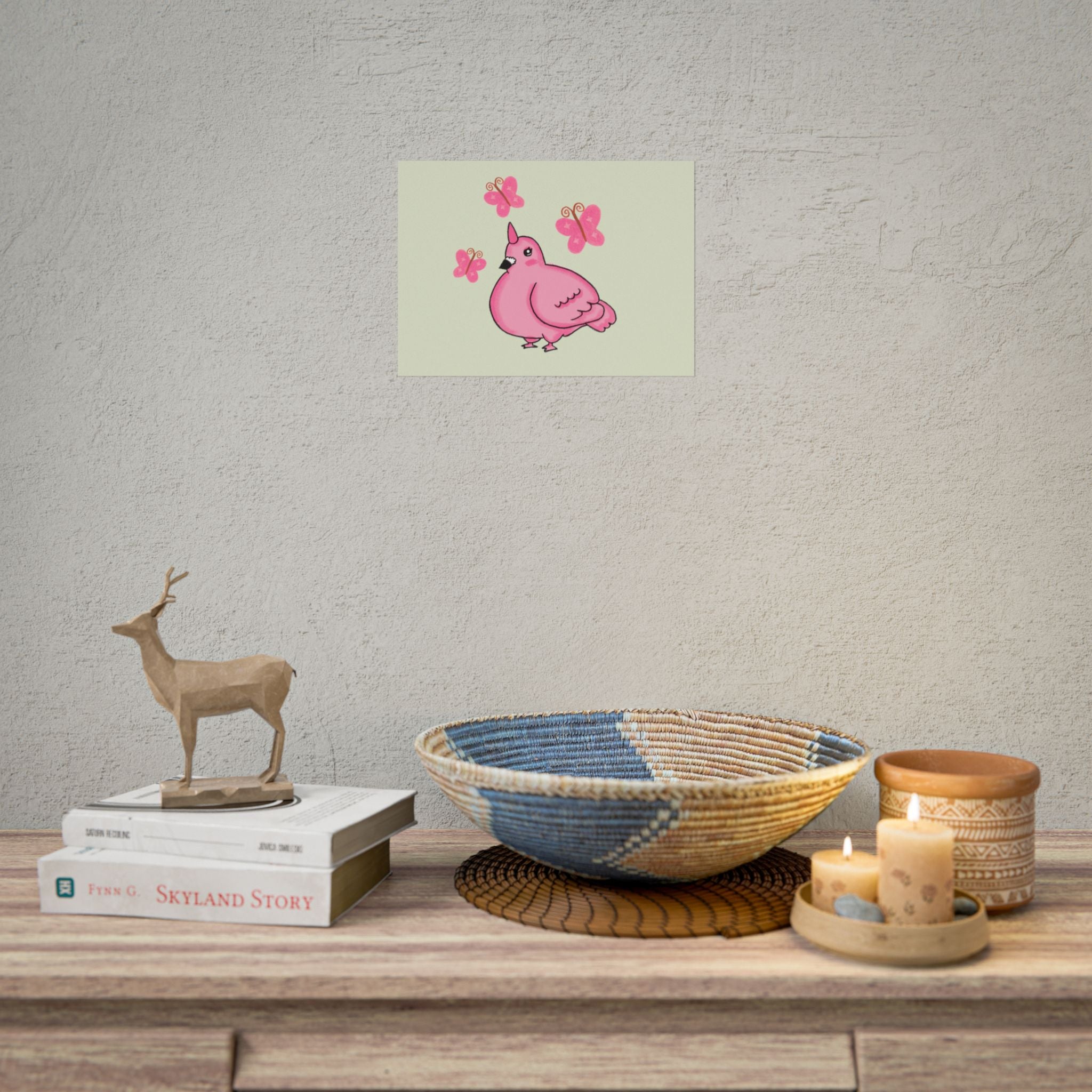Unicorn Pigeon Butterfly Rolled Poster