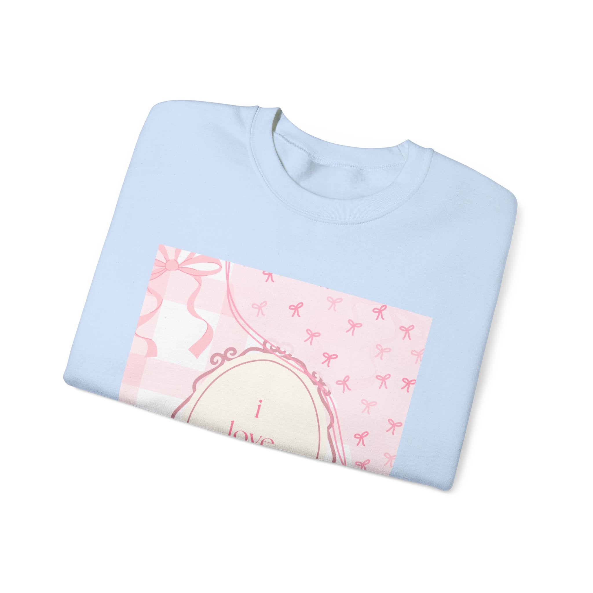 Crewneck Sweatshirt "I Love Pigeons" Pink Plaid Graphic
