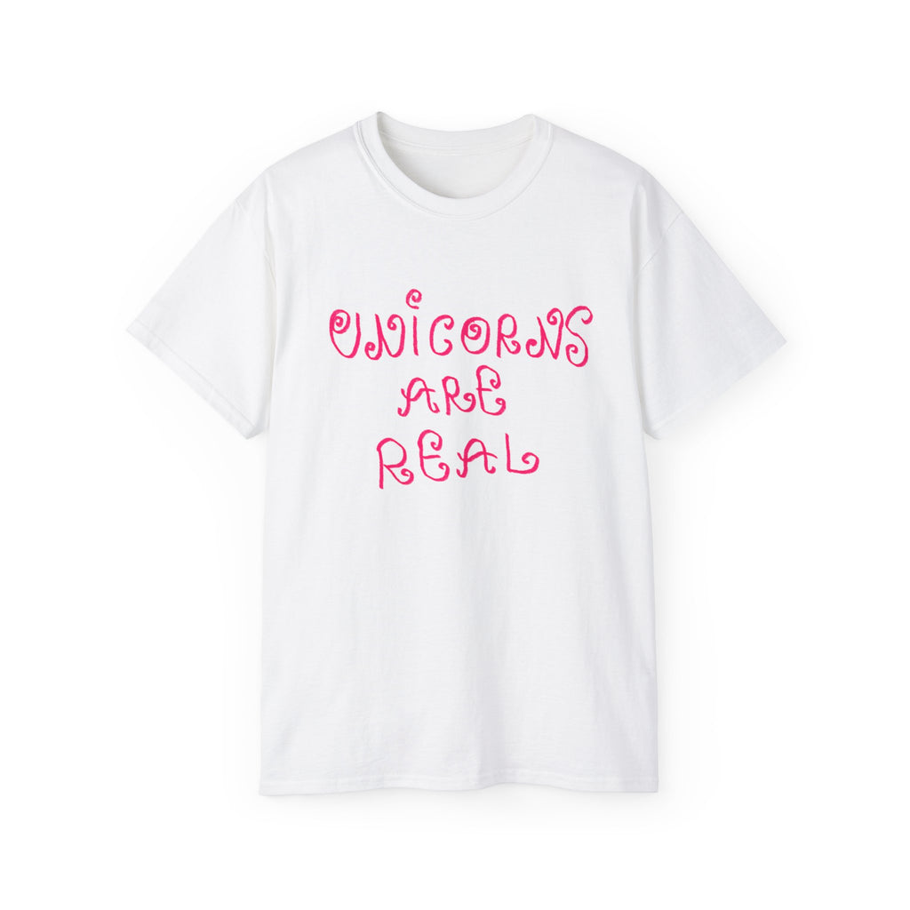 Unicorns Are Real Tee - Pink Retro Script Graphic T-Shirt