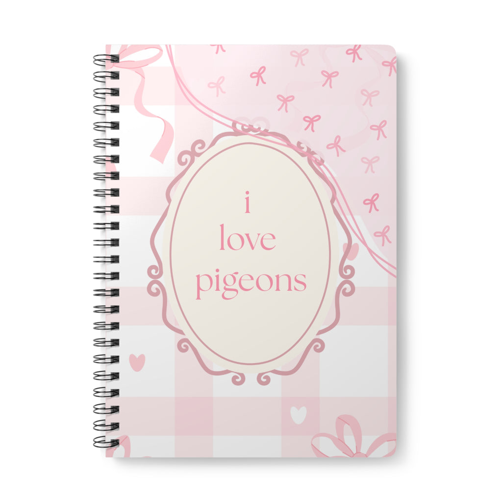 A5 Pink 'I Love Pigeons' Spiral Notebook