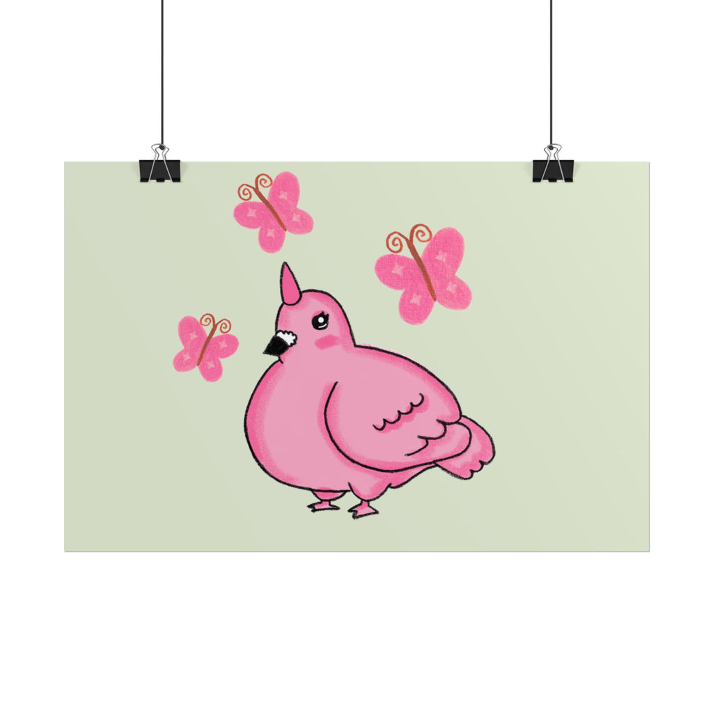 Unicorn Pigeon Butterfly Rolled Poster