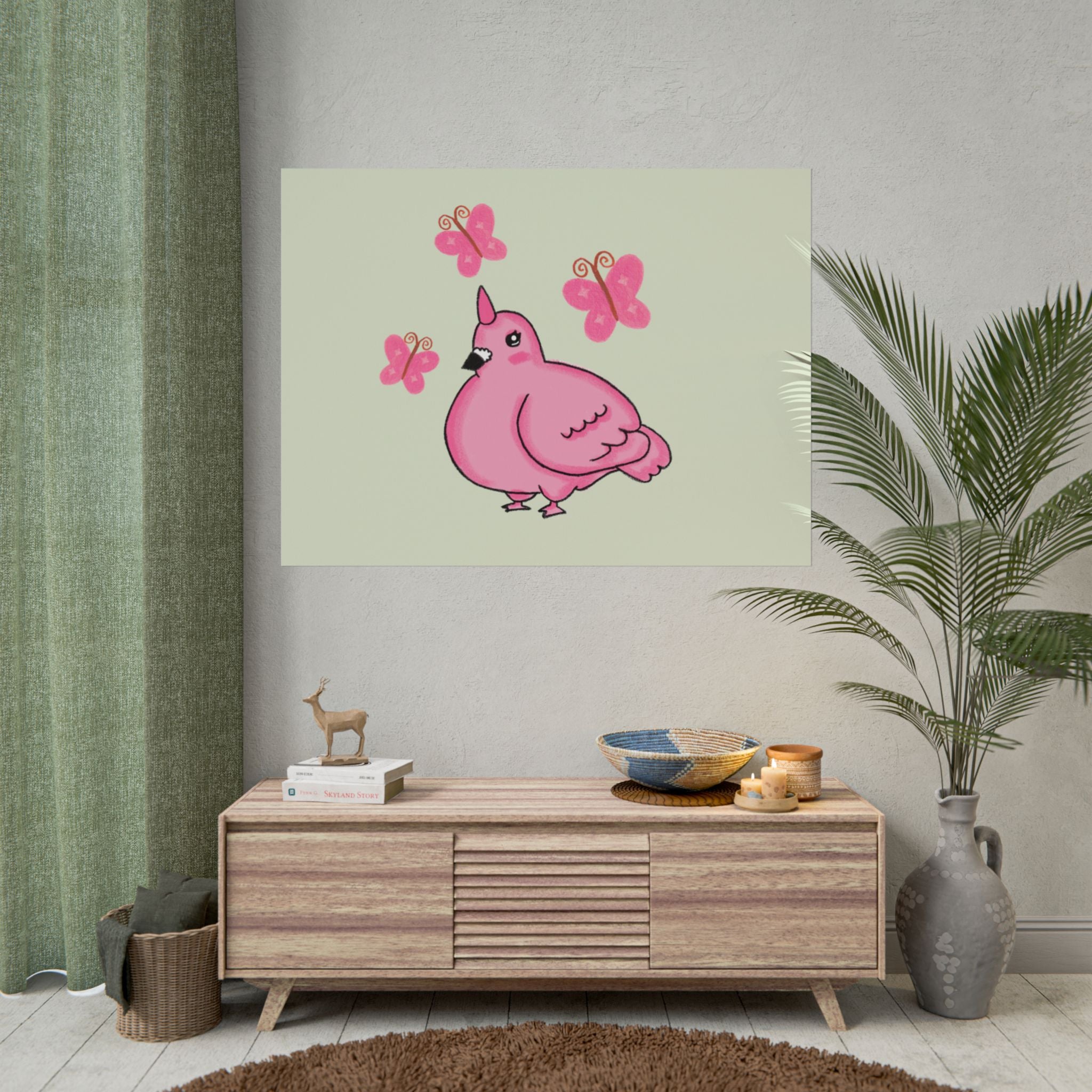 Unicorn Pigeon Butterfly Rolled Poster