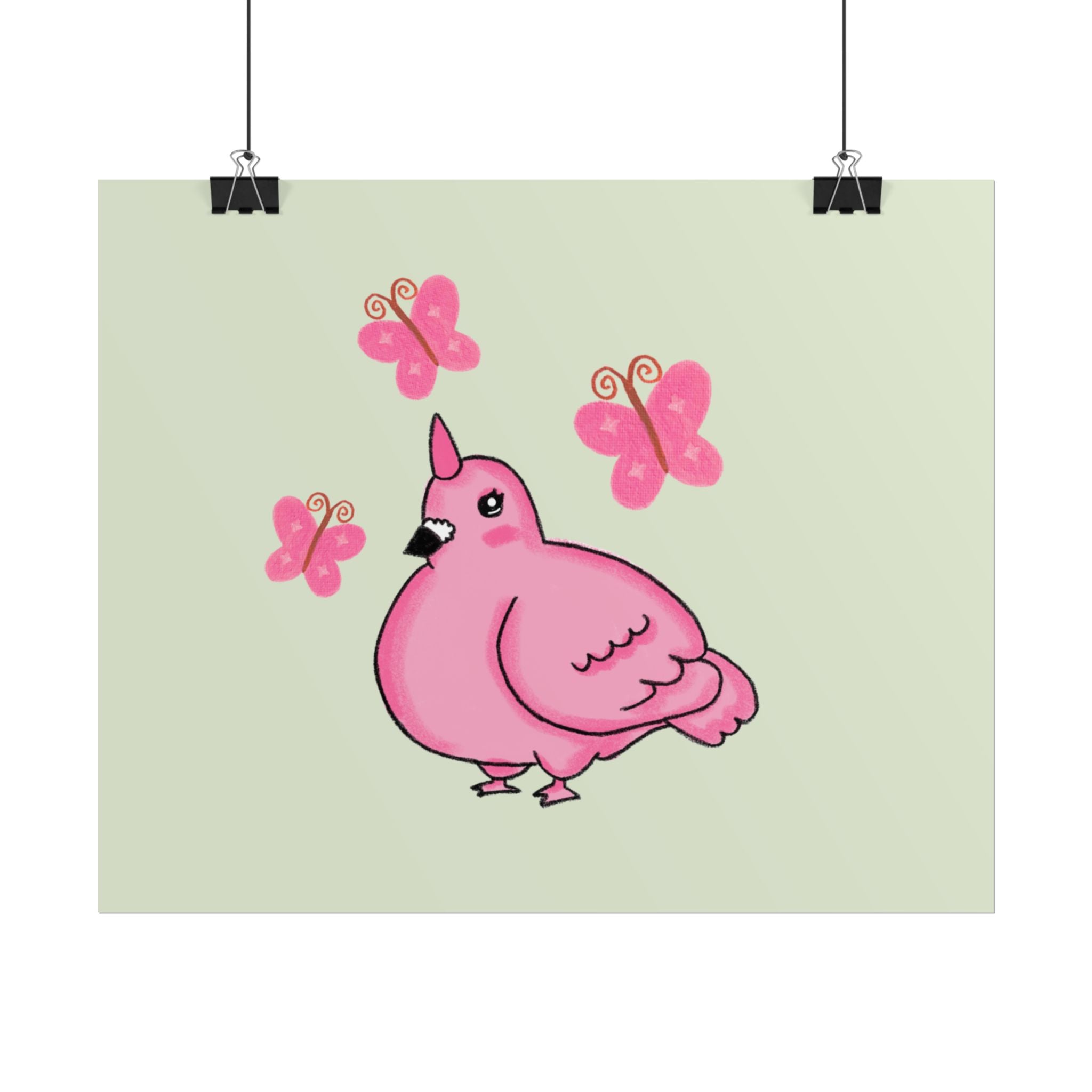 Unicorn Pigeon Butterfly Rolled Poster