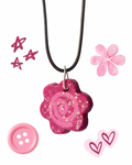 Pink glittery flower necklace