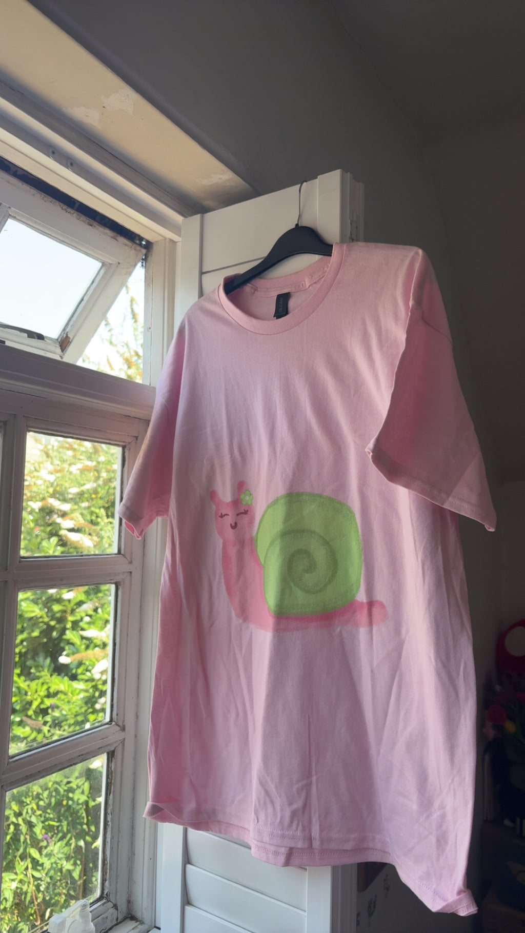 Pink and Green Snail Cotton Tee