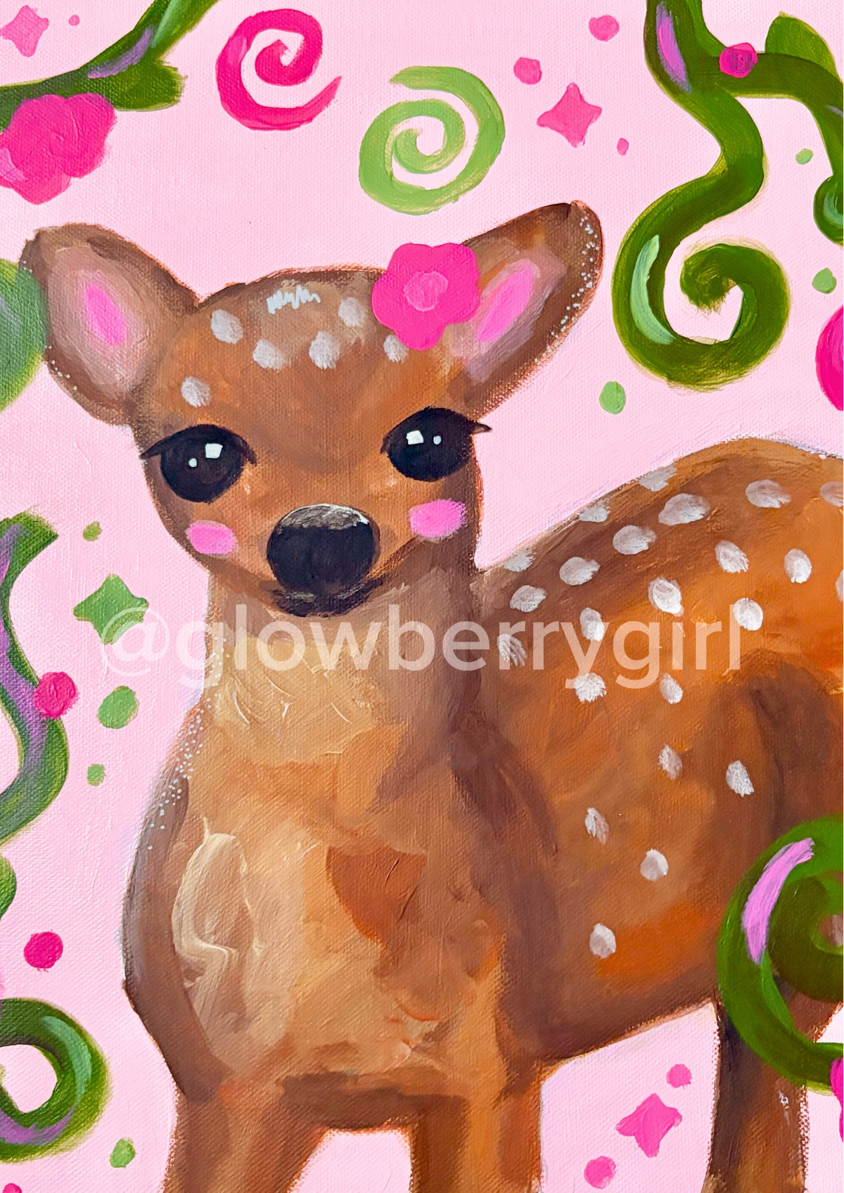 Deer in swirls print