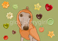 Pumpkin greyhound print with buttons