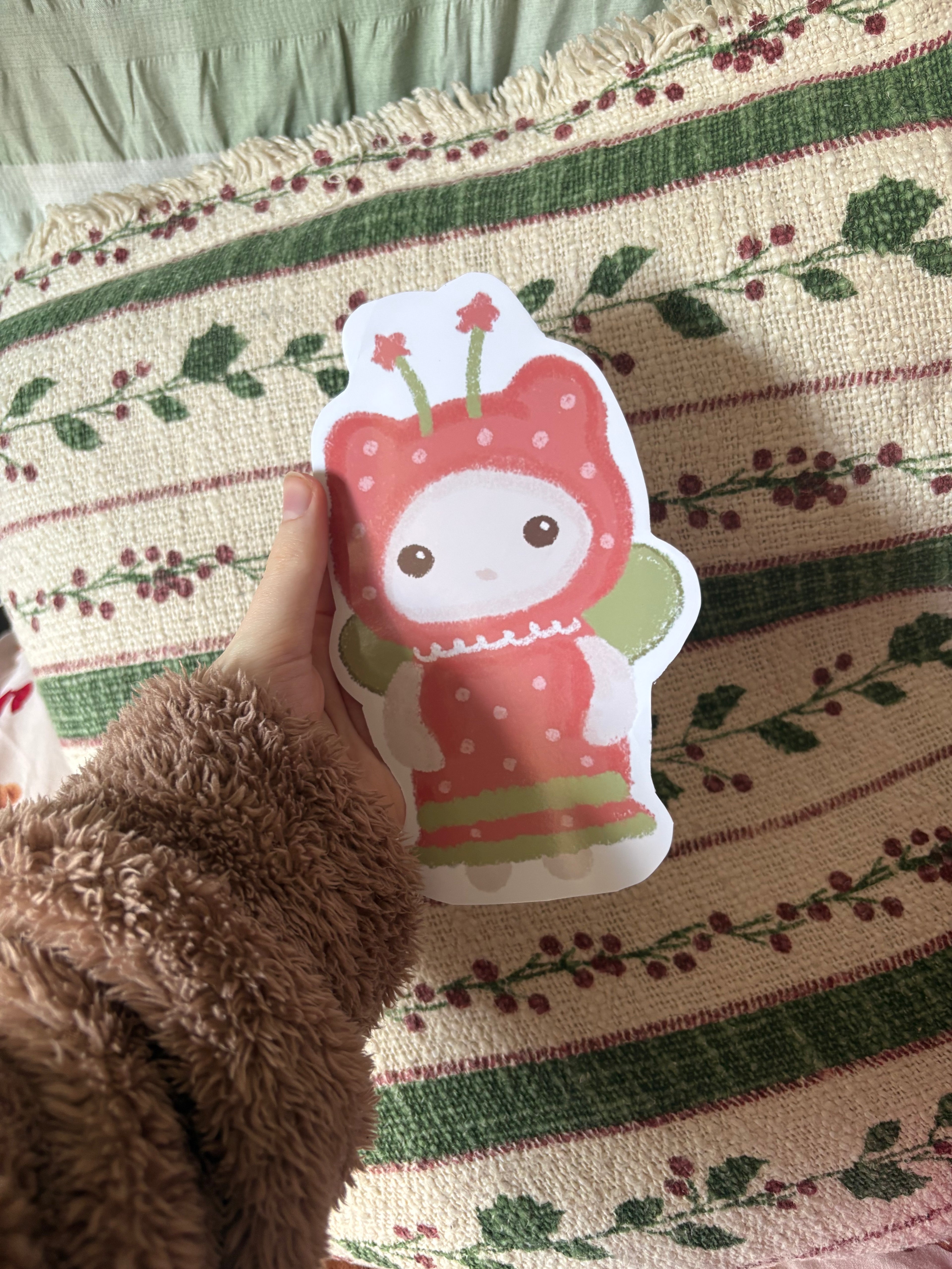 Red and green pet fairy print
