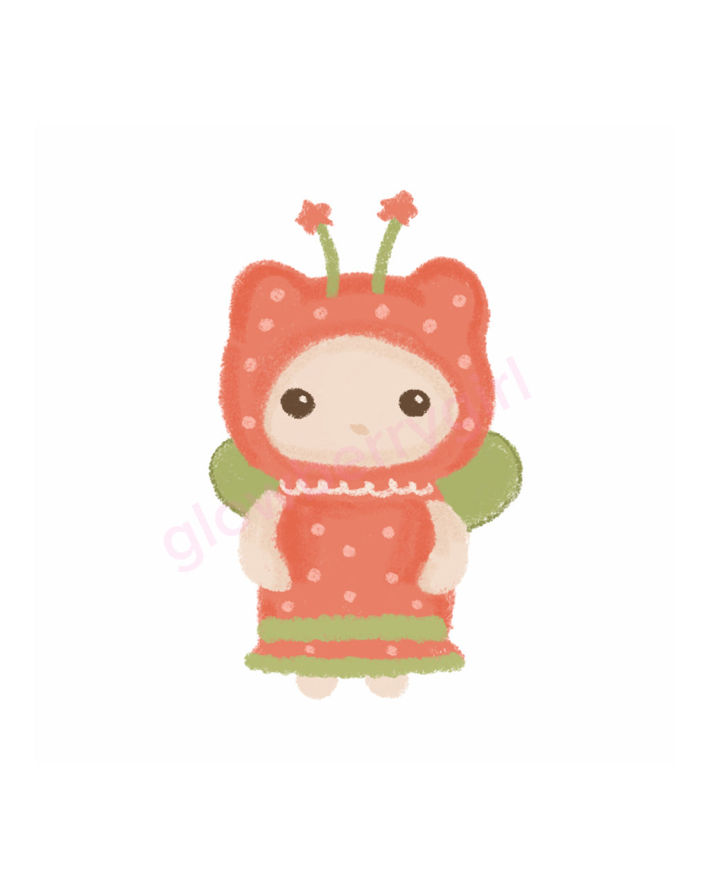 Red and green pet fairy print